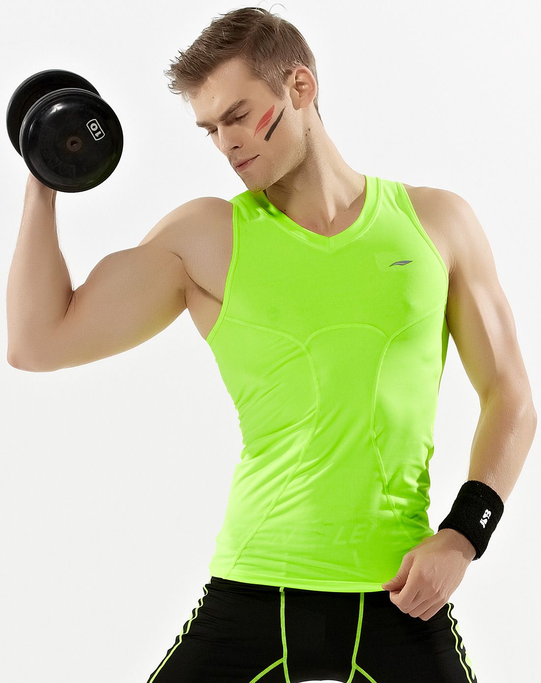 路伊梵 lefan运动健美服饰专场 紧身速干 路伊梵男款荧光绿健身服上衣