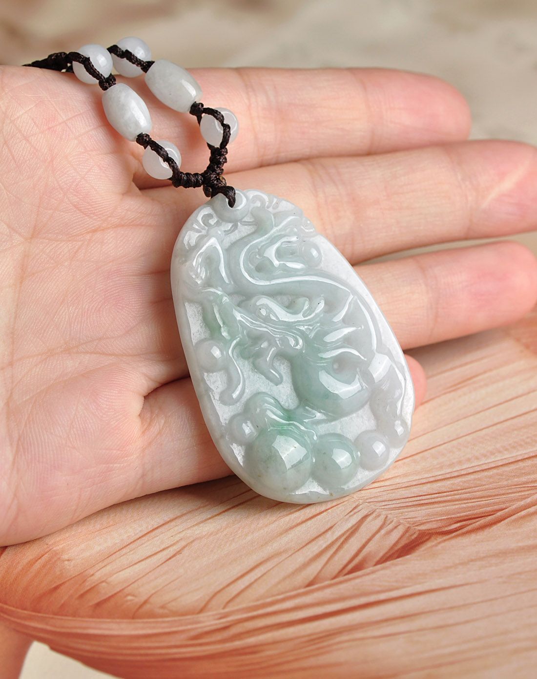 冰糯种飘翠绿厚装龙腾盛世驱邪挡灾天然a货翡翠吊坠