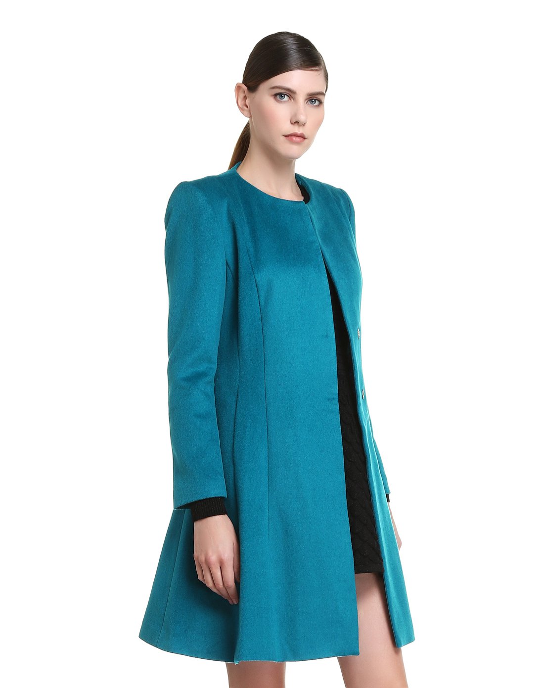 蓝绿色素雅气质长袖外套