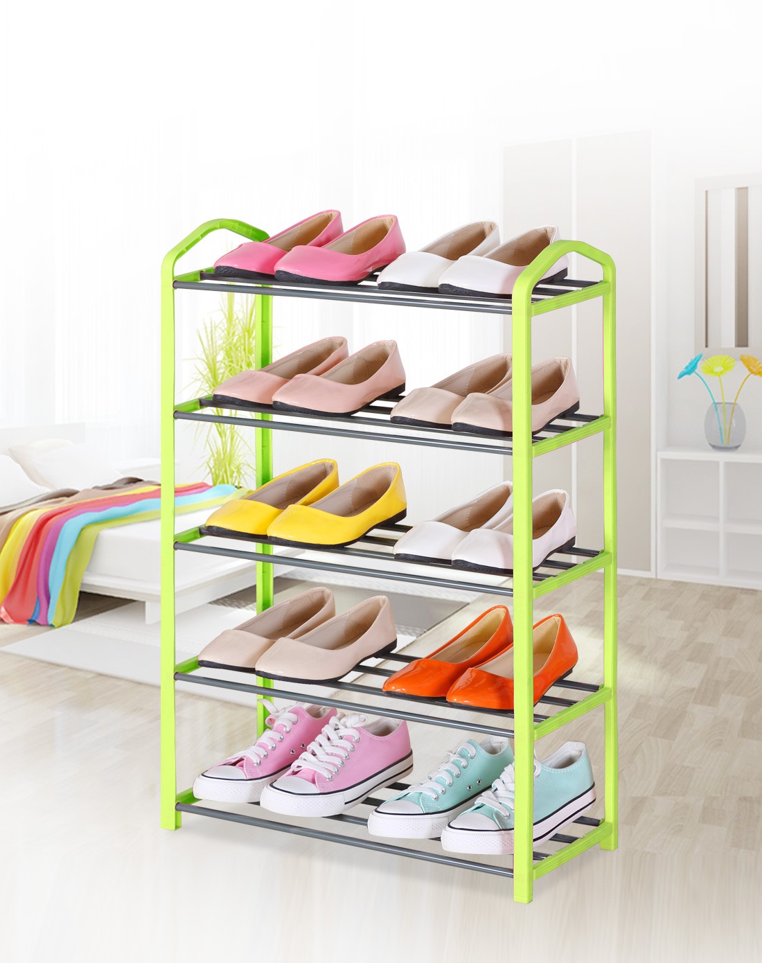 5层加固简易鞋架颜色随机