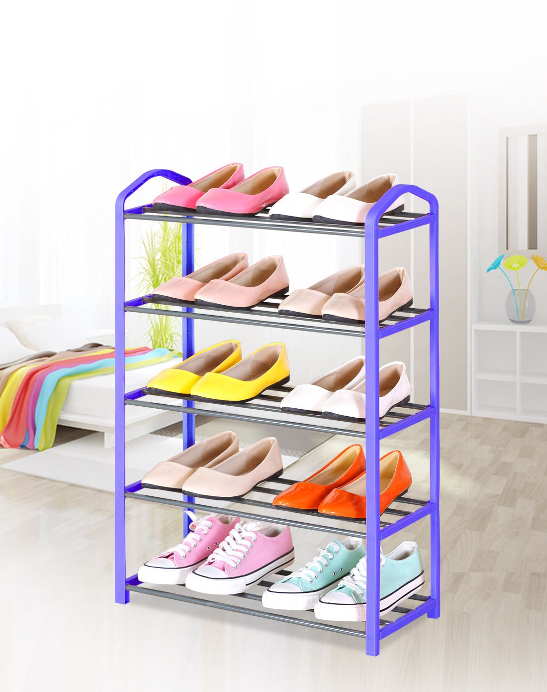 5层加固简易鞋架颜色随机