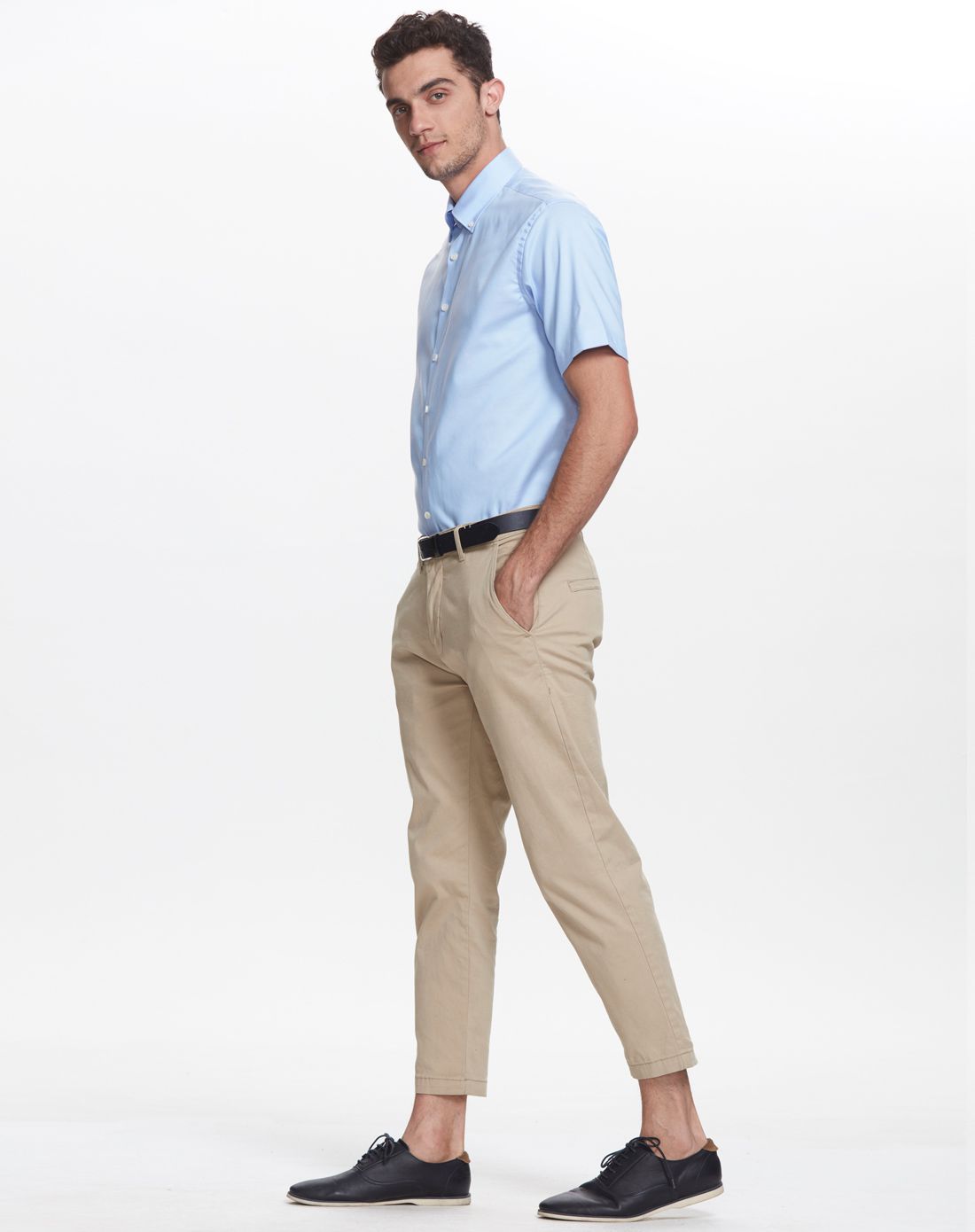 丹麦wagner旗下集合品牌浅蓝色纯棉商务舒适男士衬衫30-2523500136