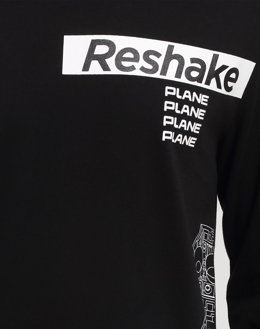 后型格黑色字母印花长袖上衣316301016003311_唯品会