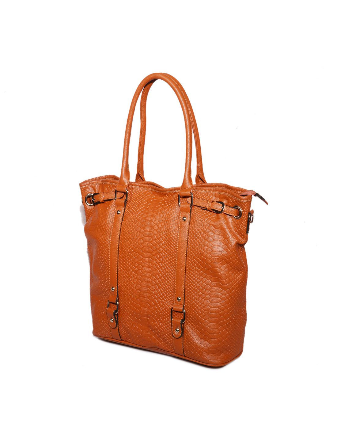 棕色鳄鱼纹真皮手提单肩包