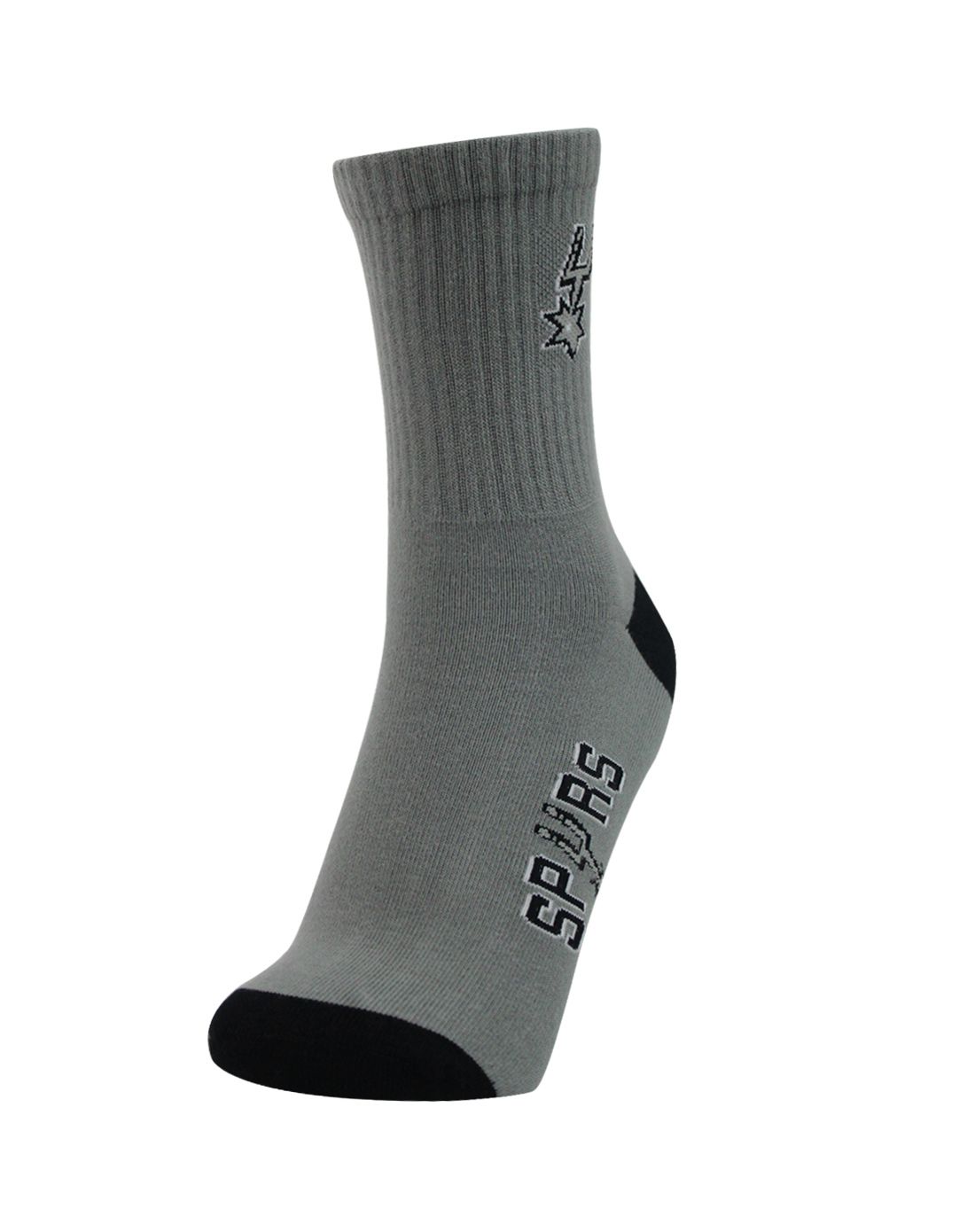 马刺队宽罗口 男款灰色运动袜