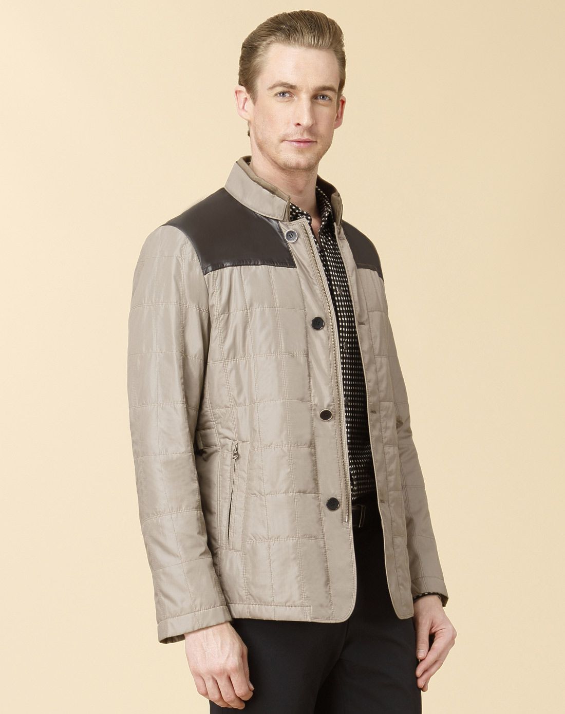 路卡迪龙&莱克代尔男装精选羊皮拼接时尚个性棉服25812035-15_唯品会