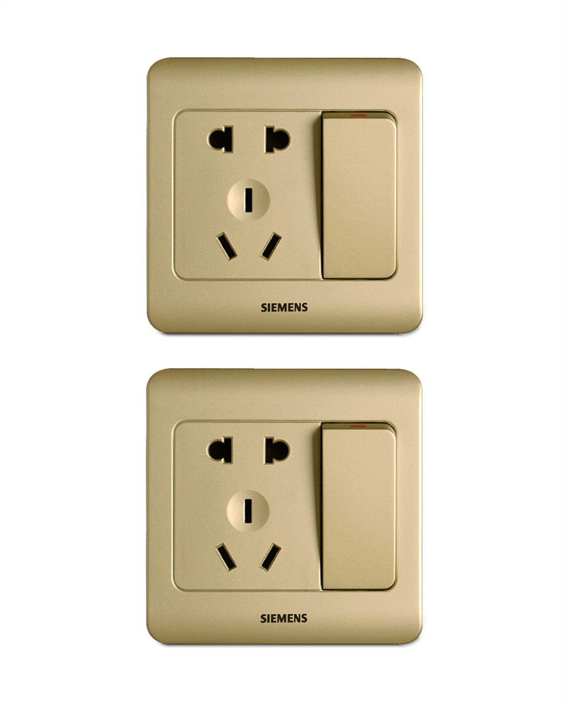 温馨远景金棕色10a一开五孔电源插座2只装