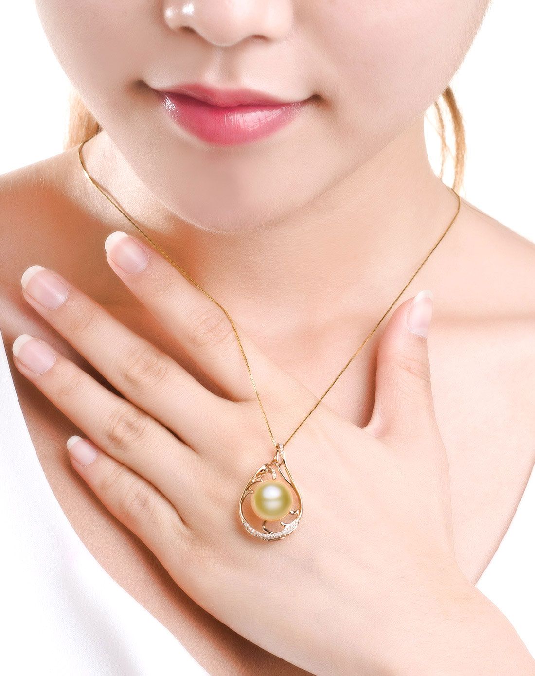 12-13mm南洋金珍珠18k钻石吊坠(附国检证书)