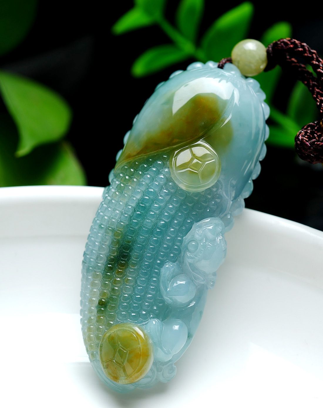 天然a货翡翠糯种福禄寿喜吊坠(附证书)