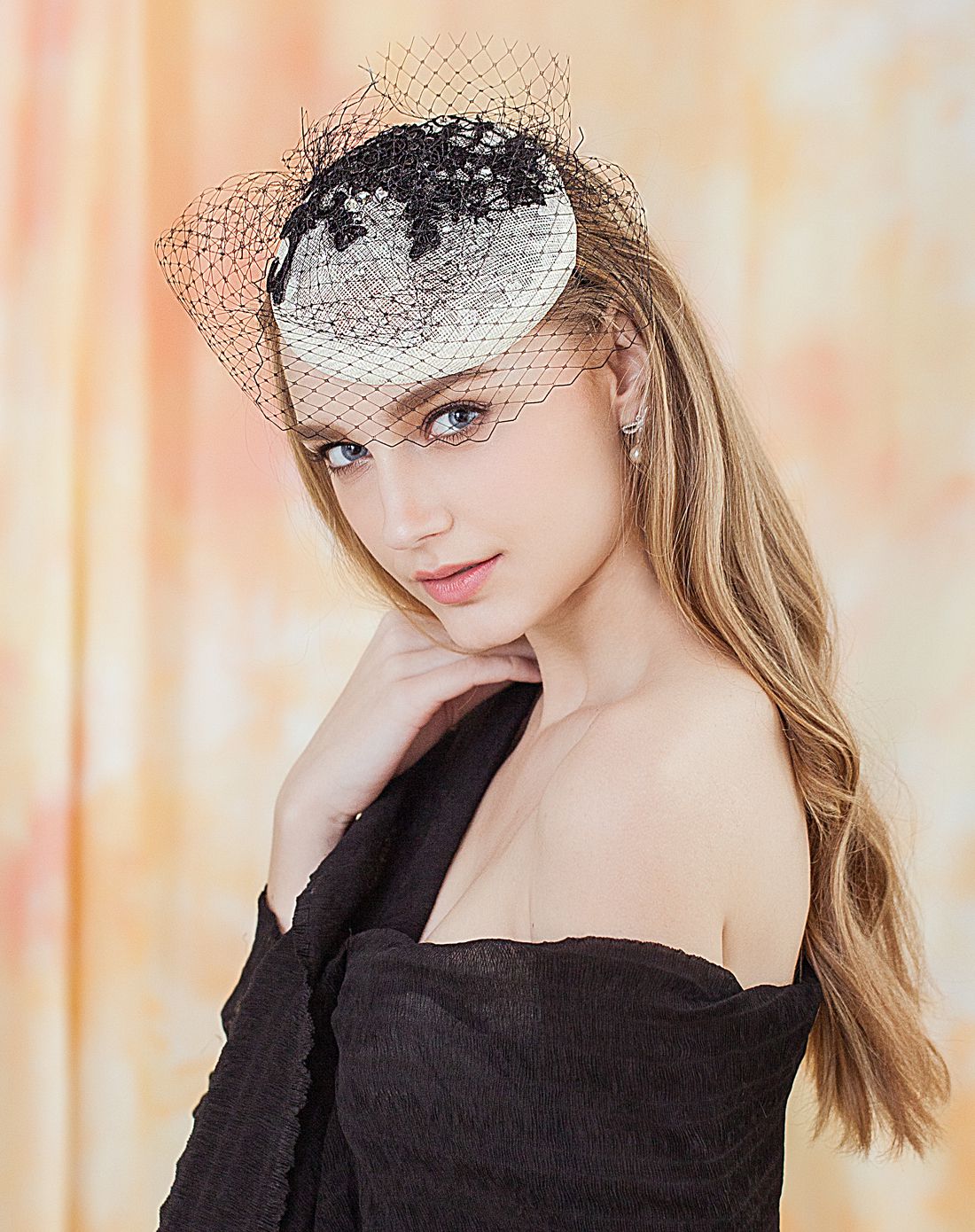 cherry chau 古堡花园黑白经典蕾丝复古礼帽