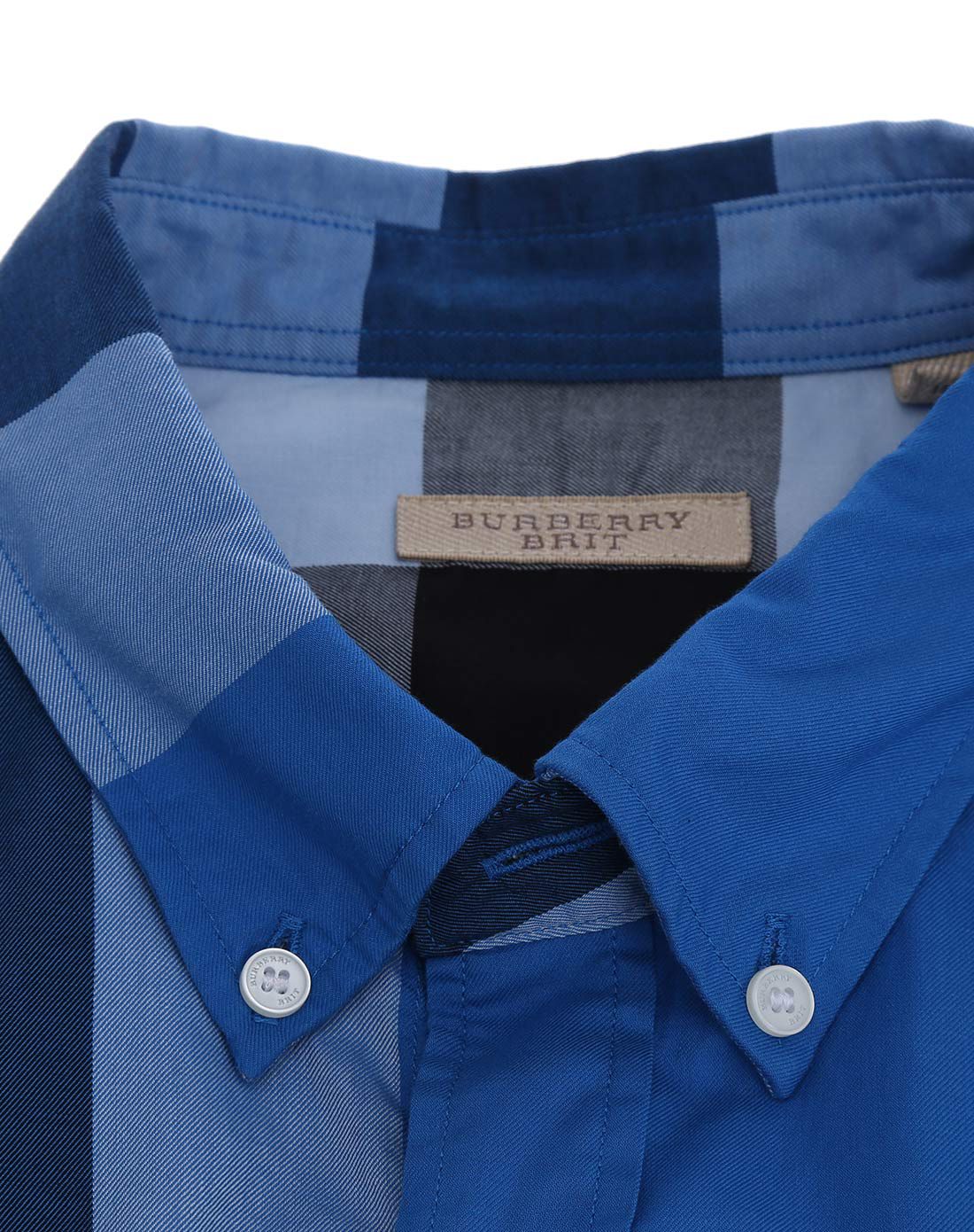 burberry男士浅蓝色格纹修身长袖衬衫