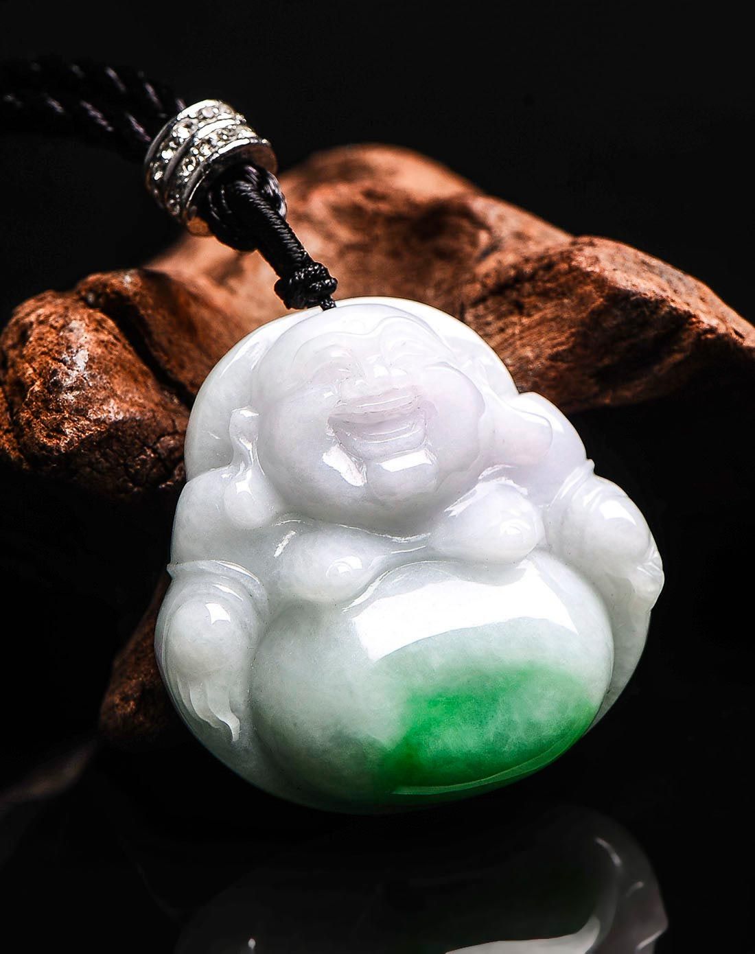 天然翡翠莹白飘阳翠大肚佛公(附证书)