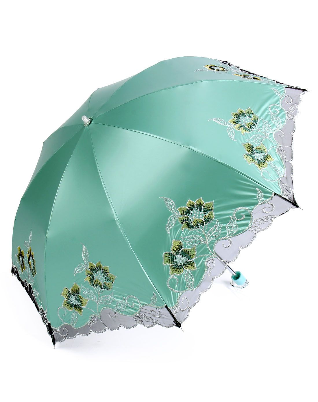高级刺绣超强防晒50 透明花边二折绣花伞