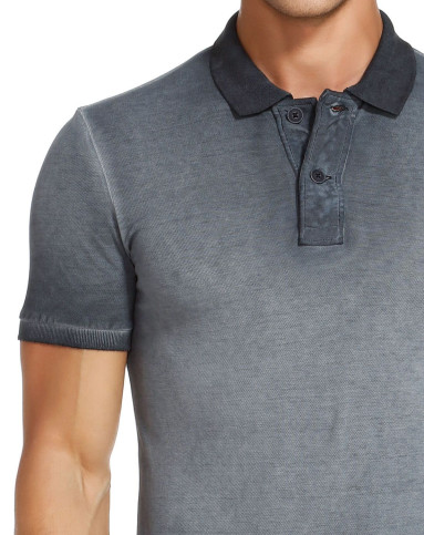 benetton男款炭色简约舒适短袖polo衫