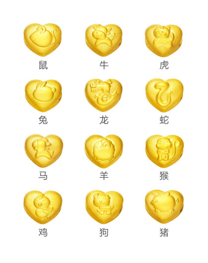 周大福 十二生肖转运珠黄金吊坠(多款可选)(不含项链)