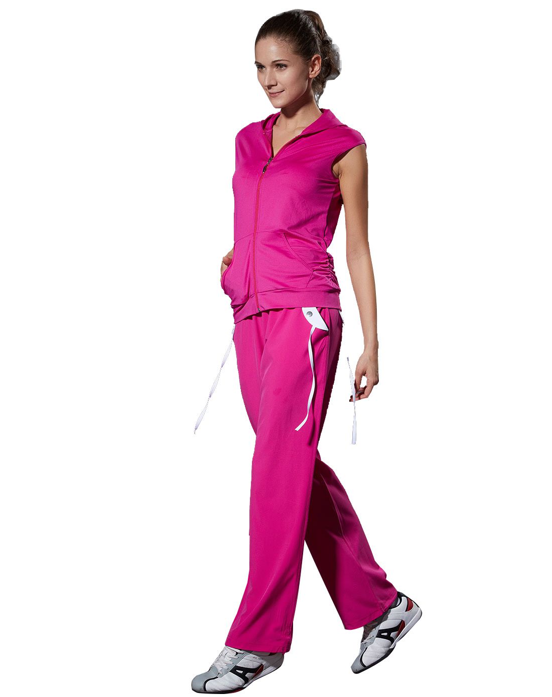 路伊梵 lefan运动健美服饰专场宽松休闲 女款玫红运动健身直筒长裤