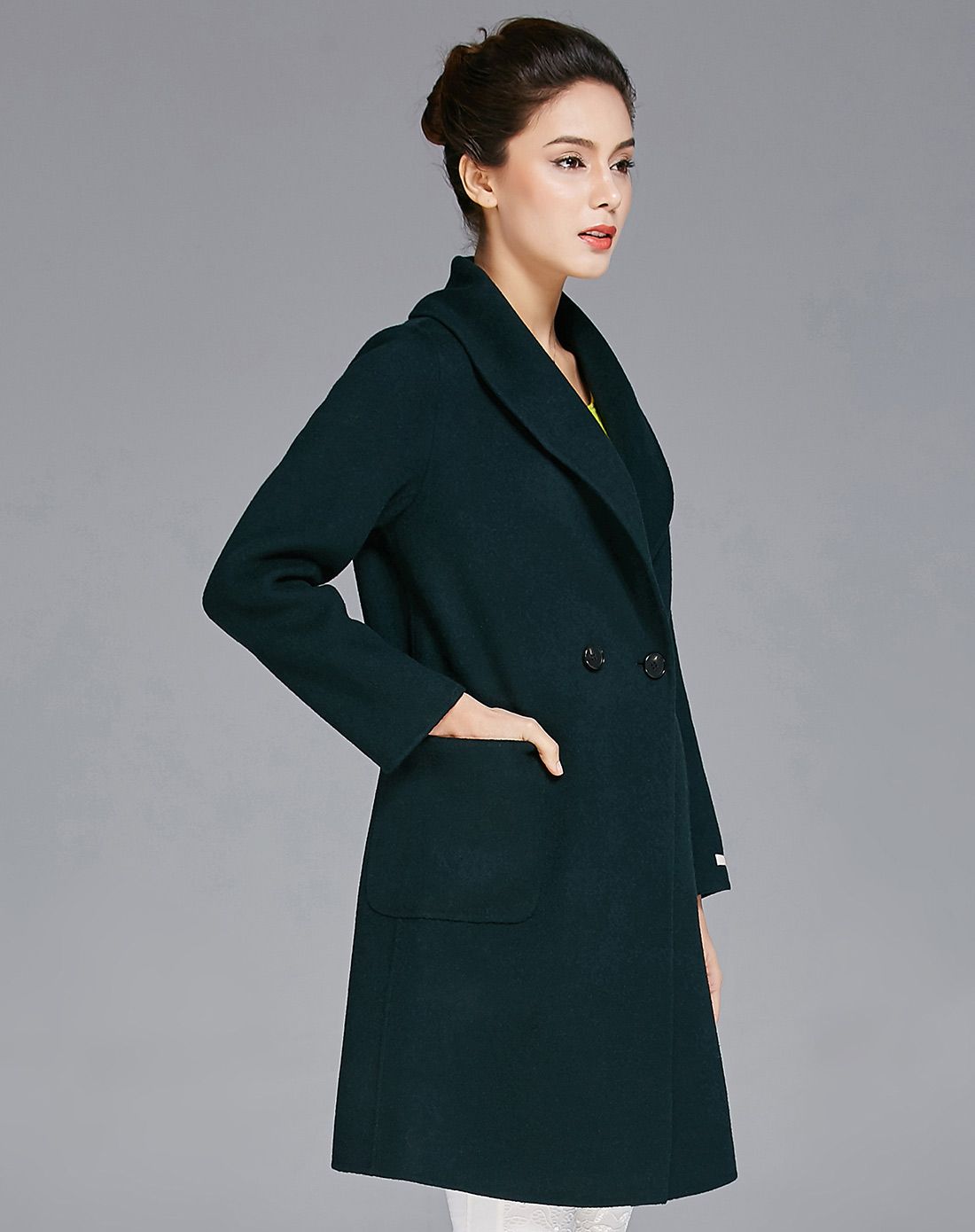 皮蛋青双毛呢大衣