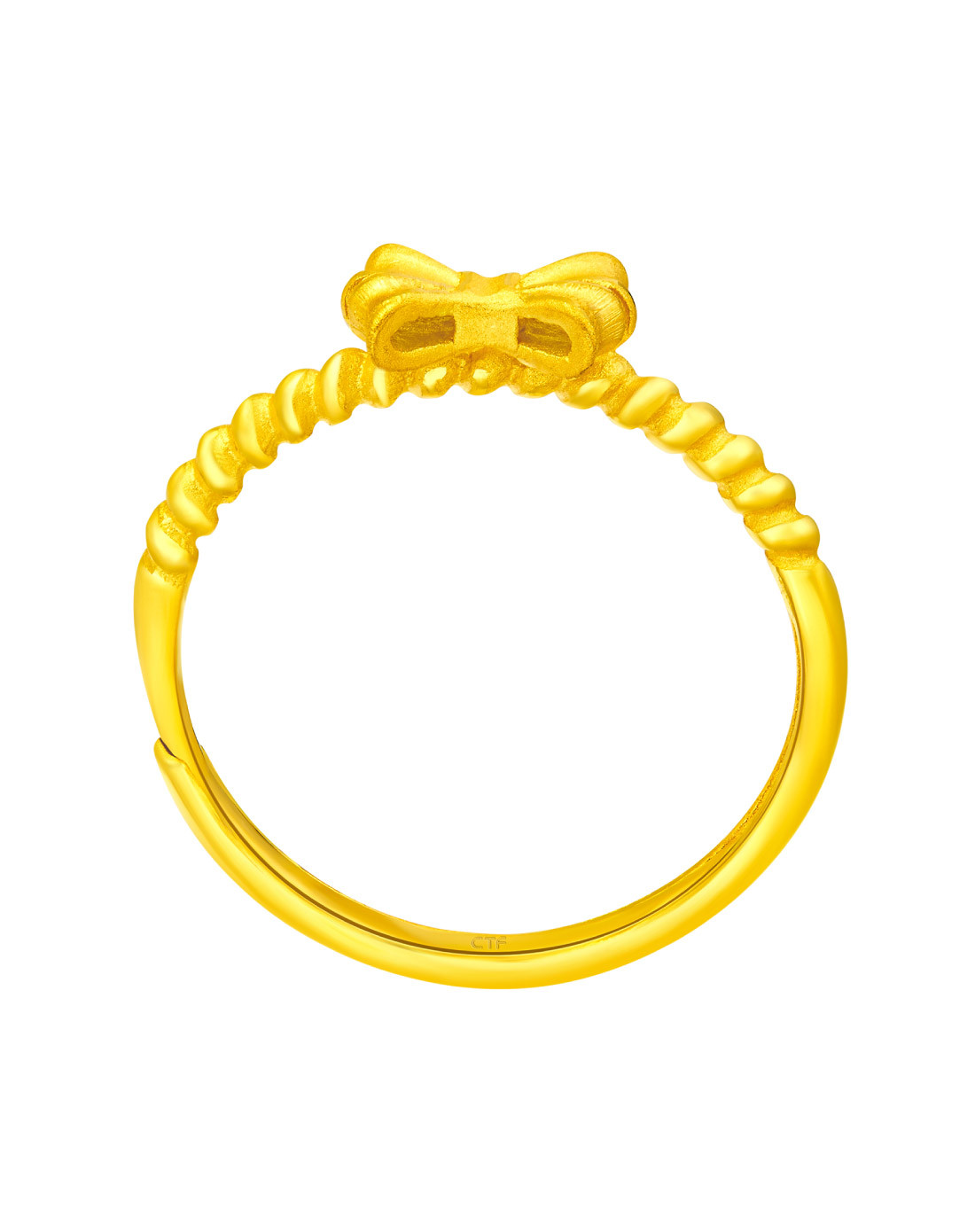 周大福 【专柜同款】蝴蝶结足金黄金戒指(计价)