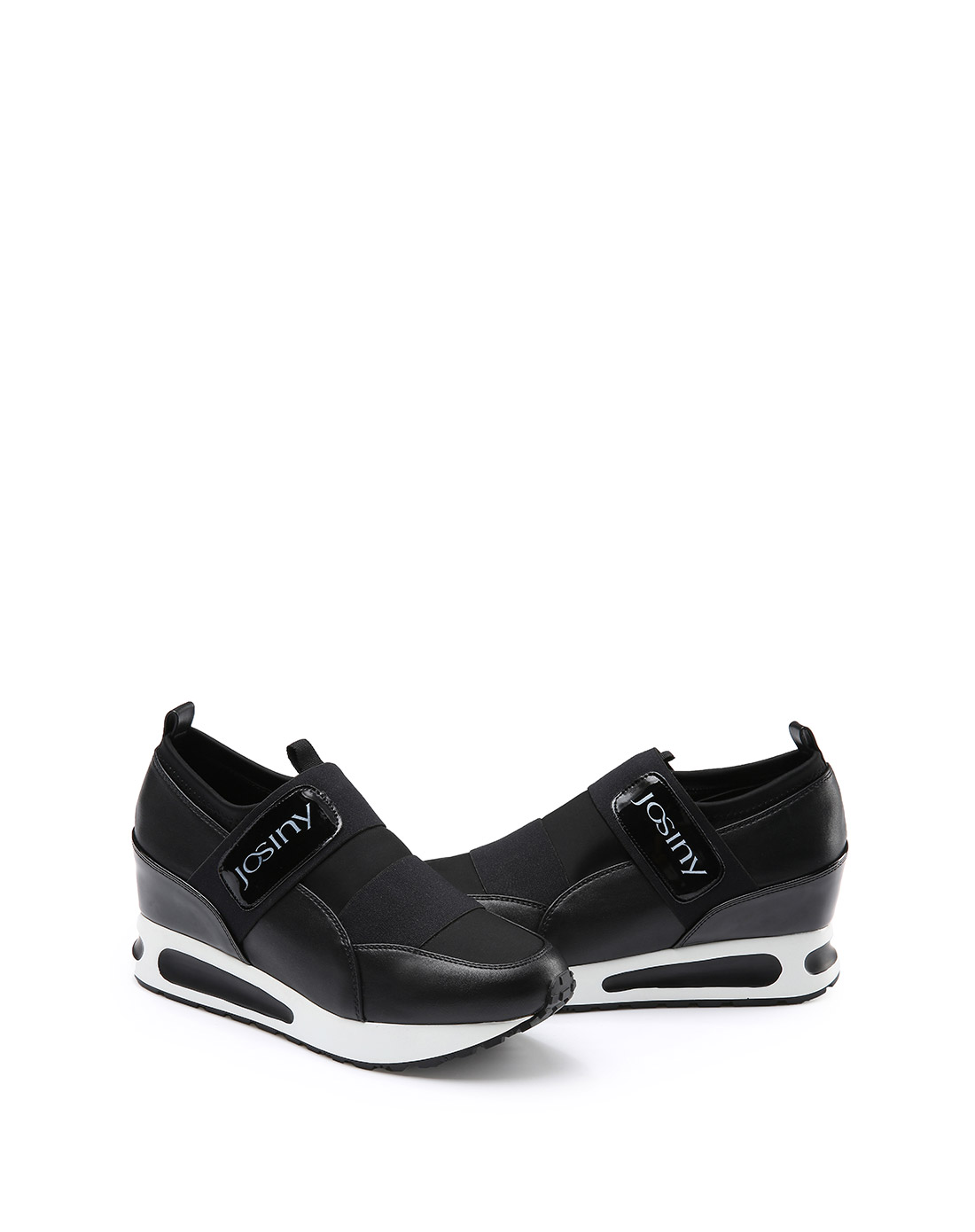 卓诗尼josiny鞋包黑色休闲女鞋子圆头深口内增高单鞋15376493001_唯品