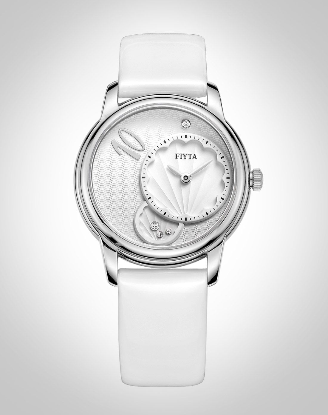 fiyta 【if系列】宝石意大利醇白皮带石英女表