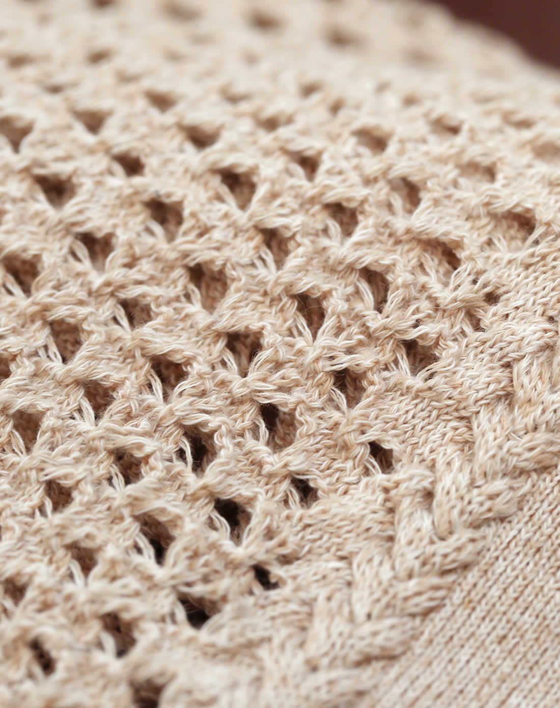 宽松百搭镂空绞花贴袋长袖针织开衫