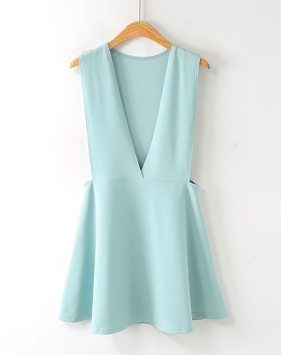 22xx 深v领荷叶摆背心裙薄荷色