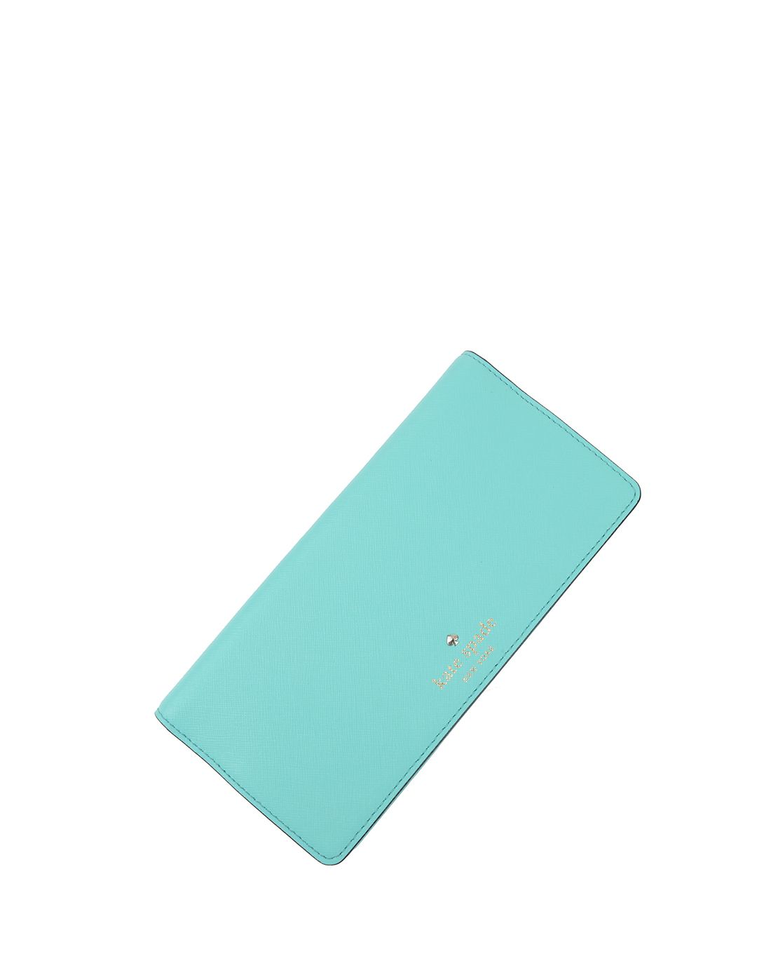 > kate spade女士青色纯皮长款钱包