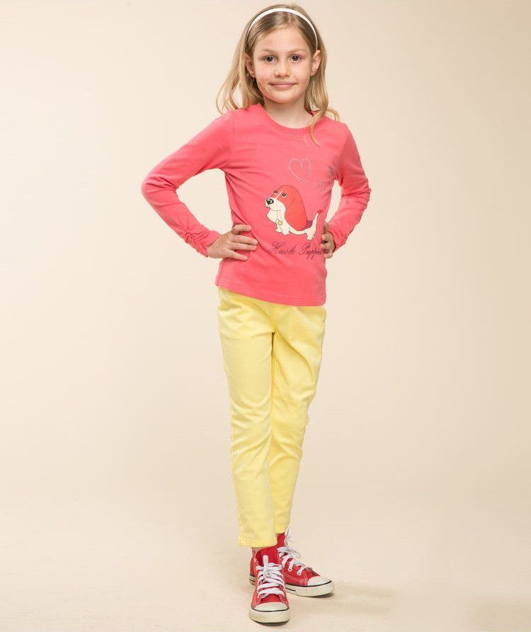 女童西瓜粉基础圆领衫