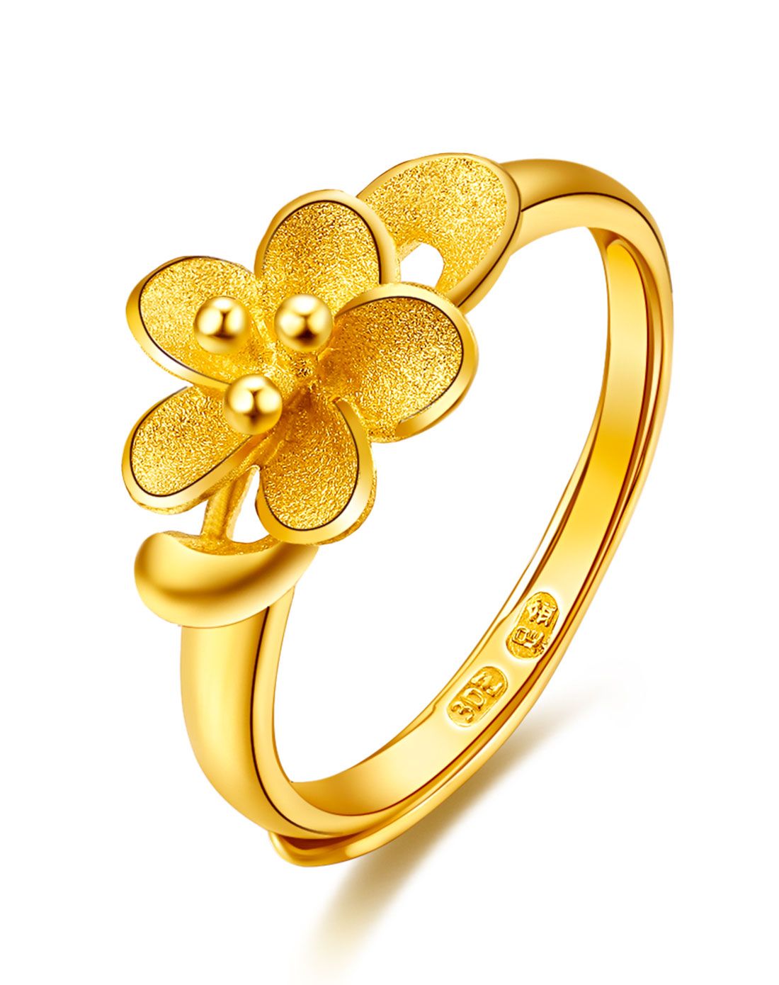 足金紫金花花头戒指(计价)约2.97g