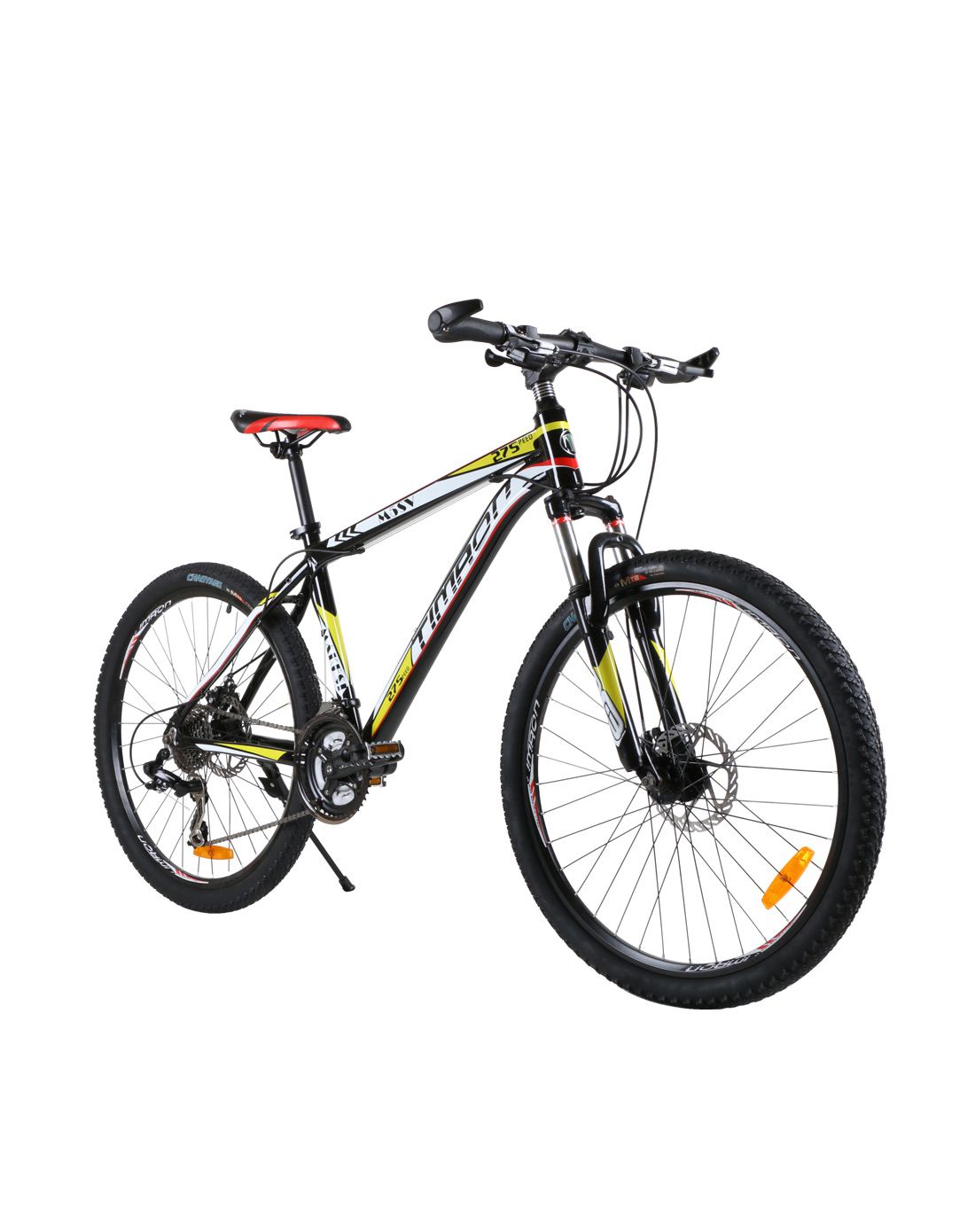 timaon 26寸铝合金黑红色锁死叉27s变速碟刹山地车tm26m5sv