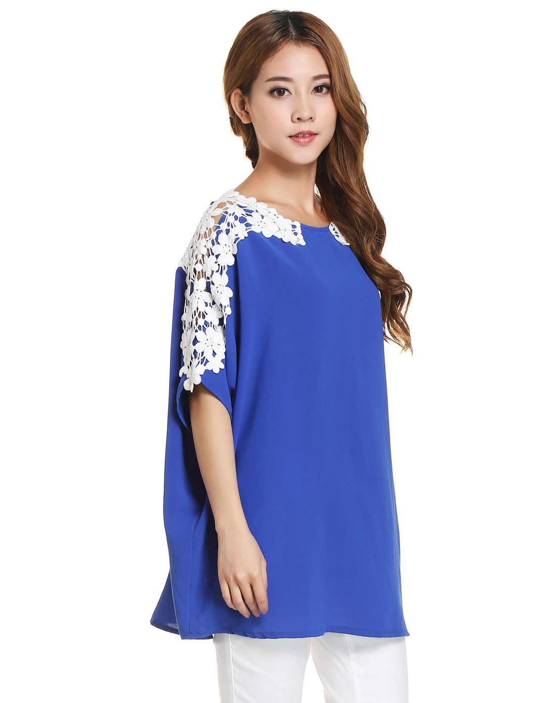 coiincos可恩可宝蓝色宽松舒适贴花上衣