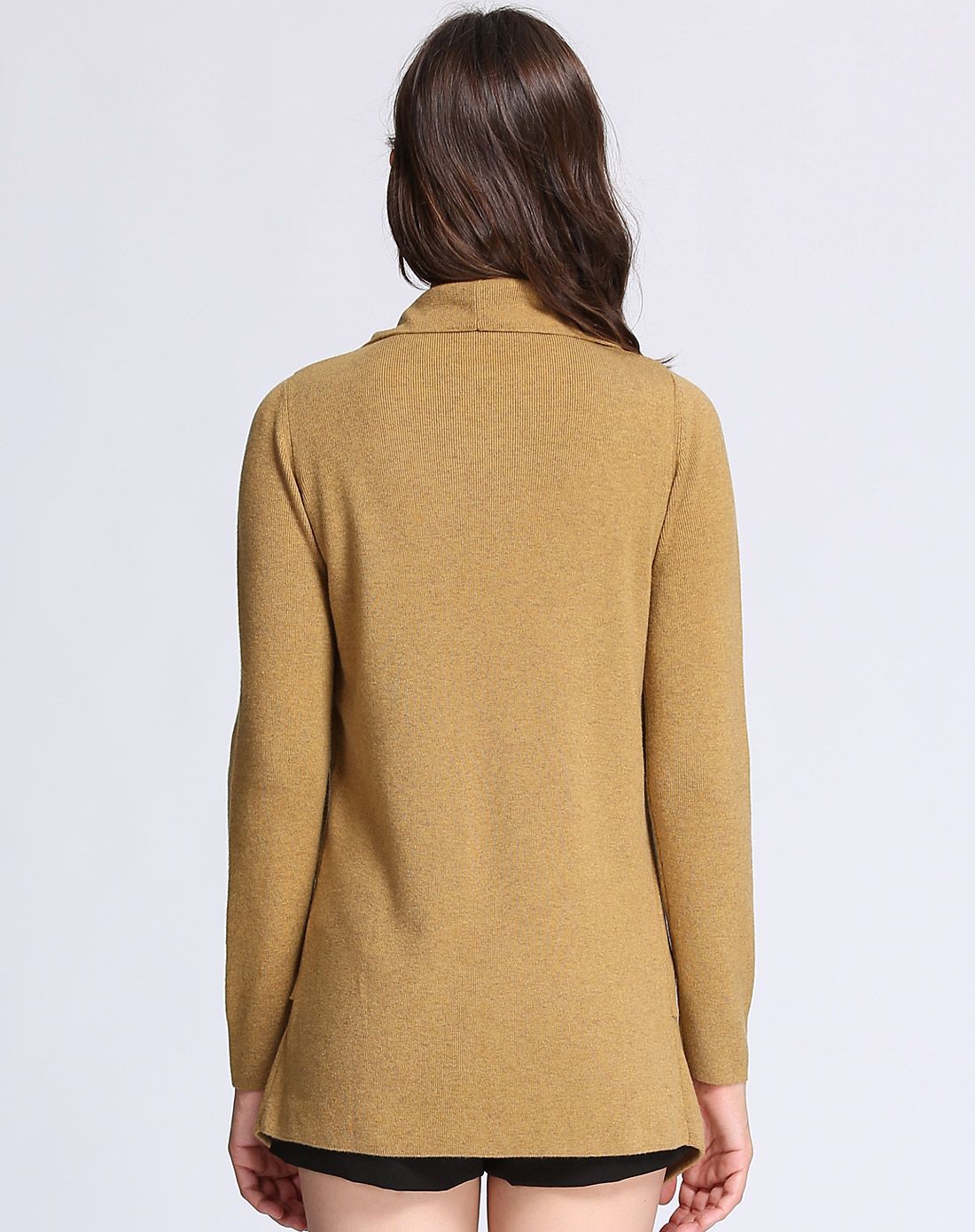 超细美丽诺羊毛香草色时尚翻领外套