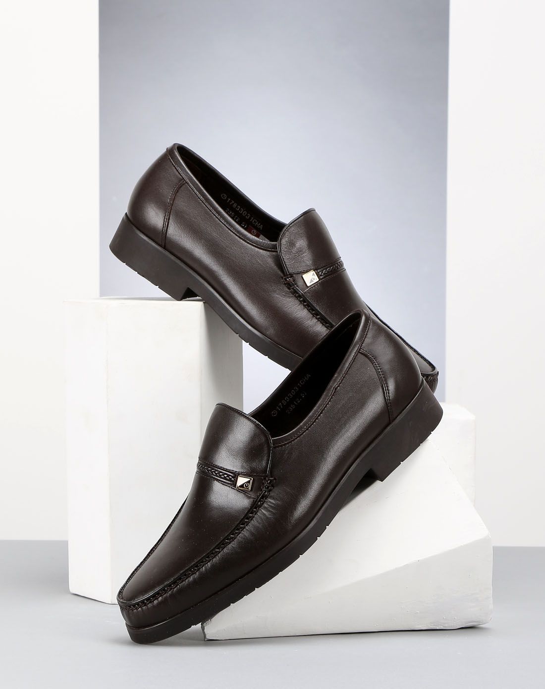 金利来goldlion 深棕色小牛皮简约商务正装皮鞋