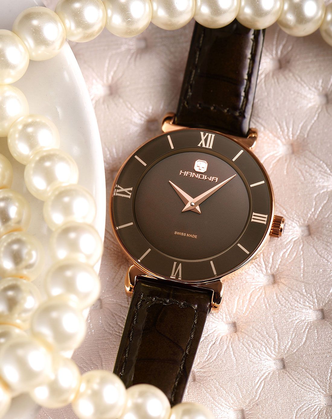 hanowa 瑞士原装轻薄罗马刻度石英女表