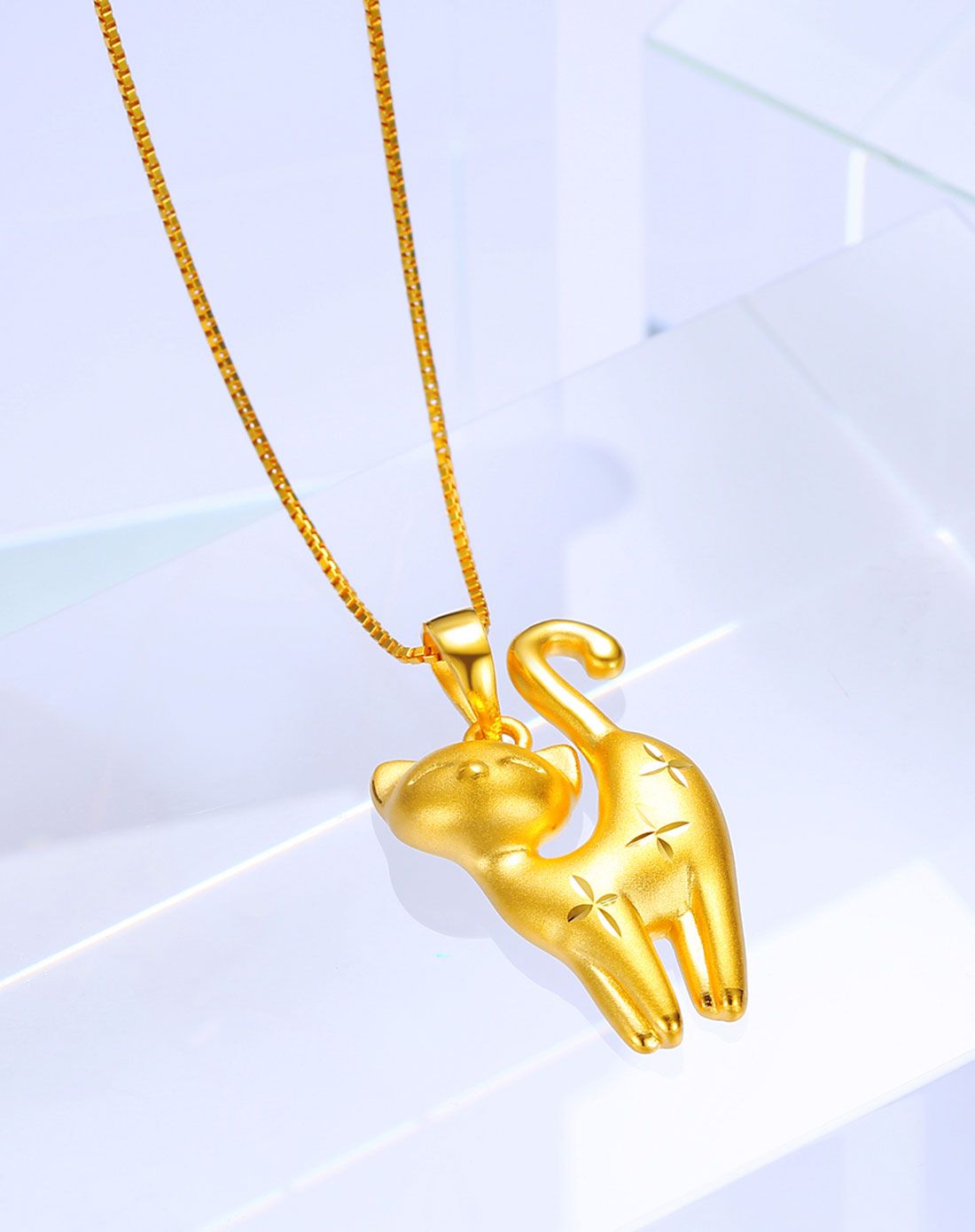 3d硬足金萌宠猫咪吊坠