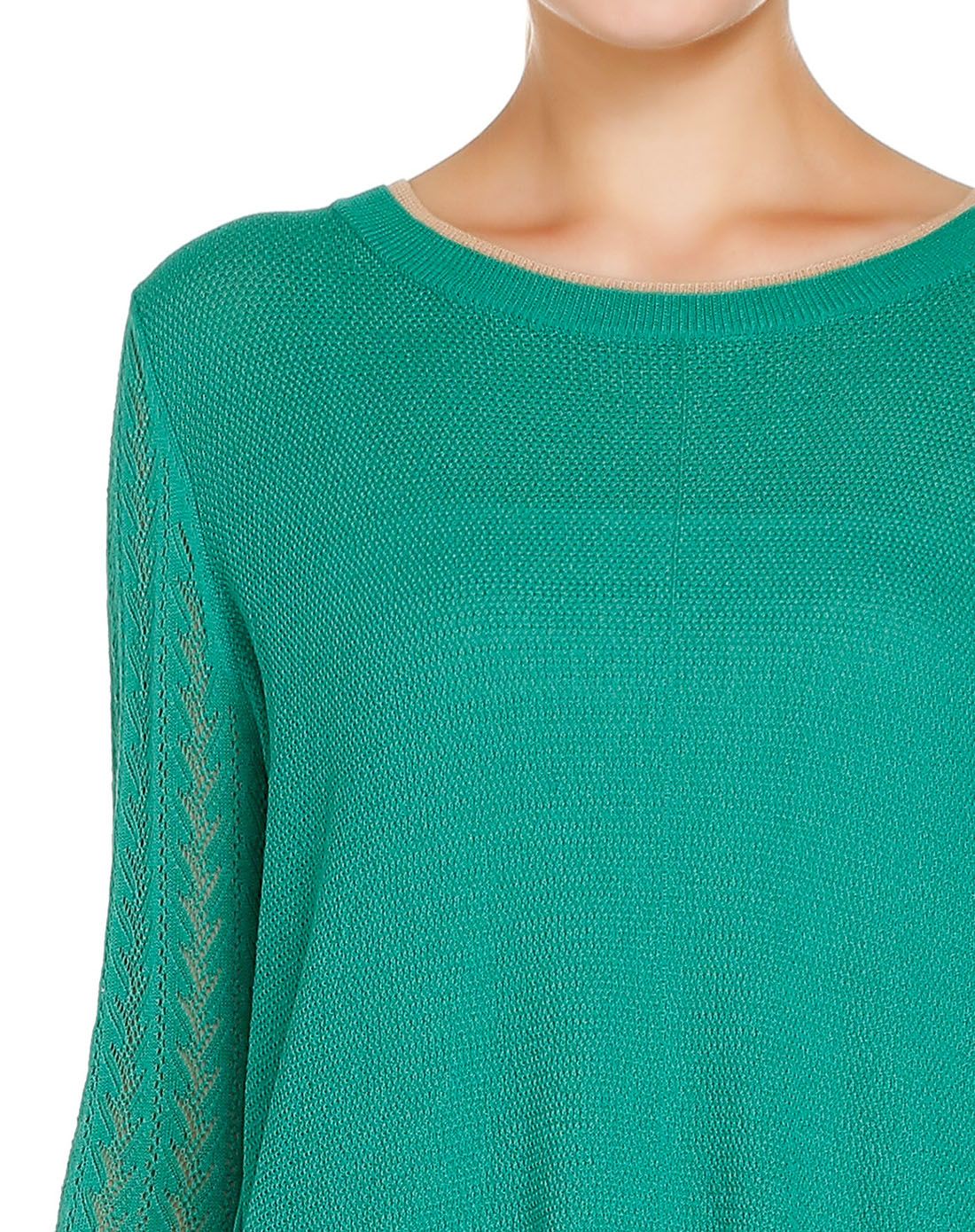 绿/浅啡色淑女休闲长袖针织衫