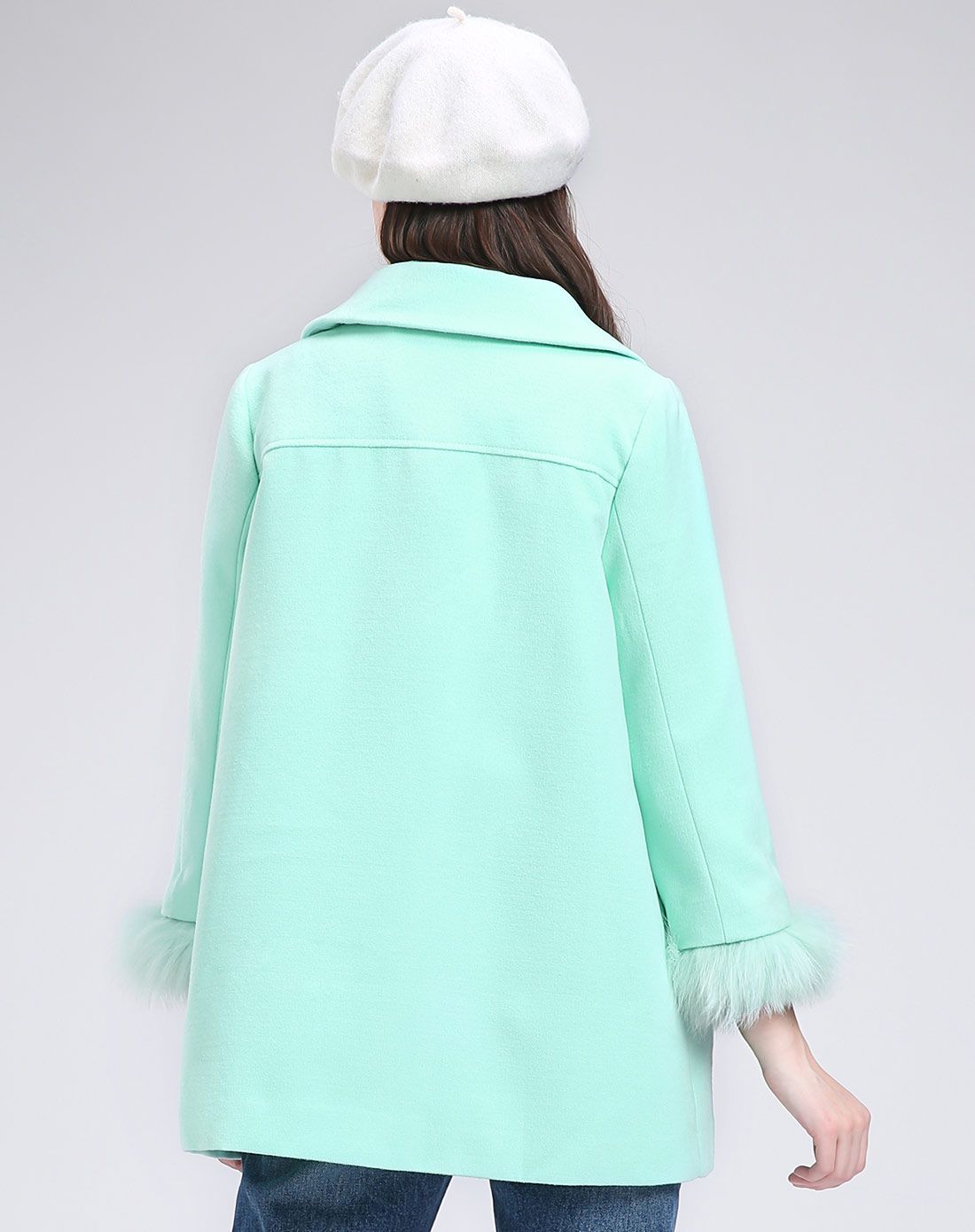 薄荷绿毛呢外套