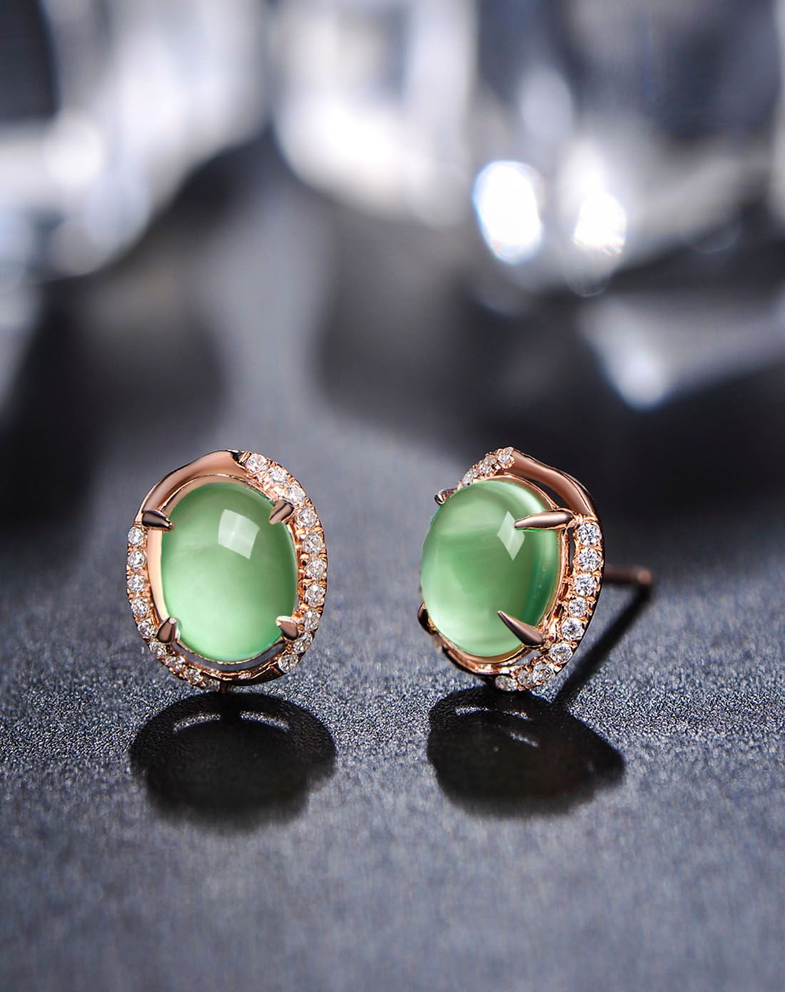 鑫万福 2.4ct葡萄石耳钉