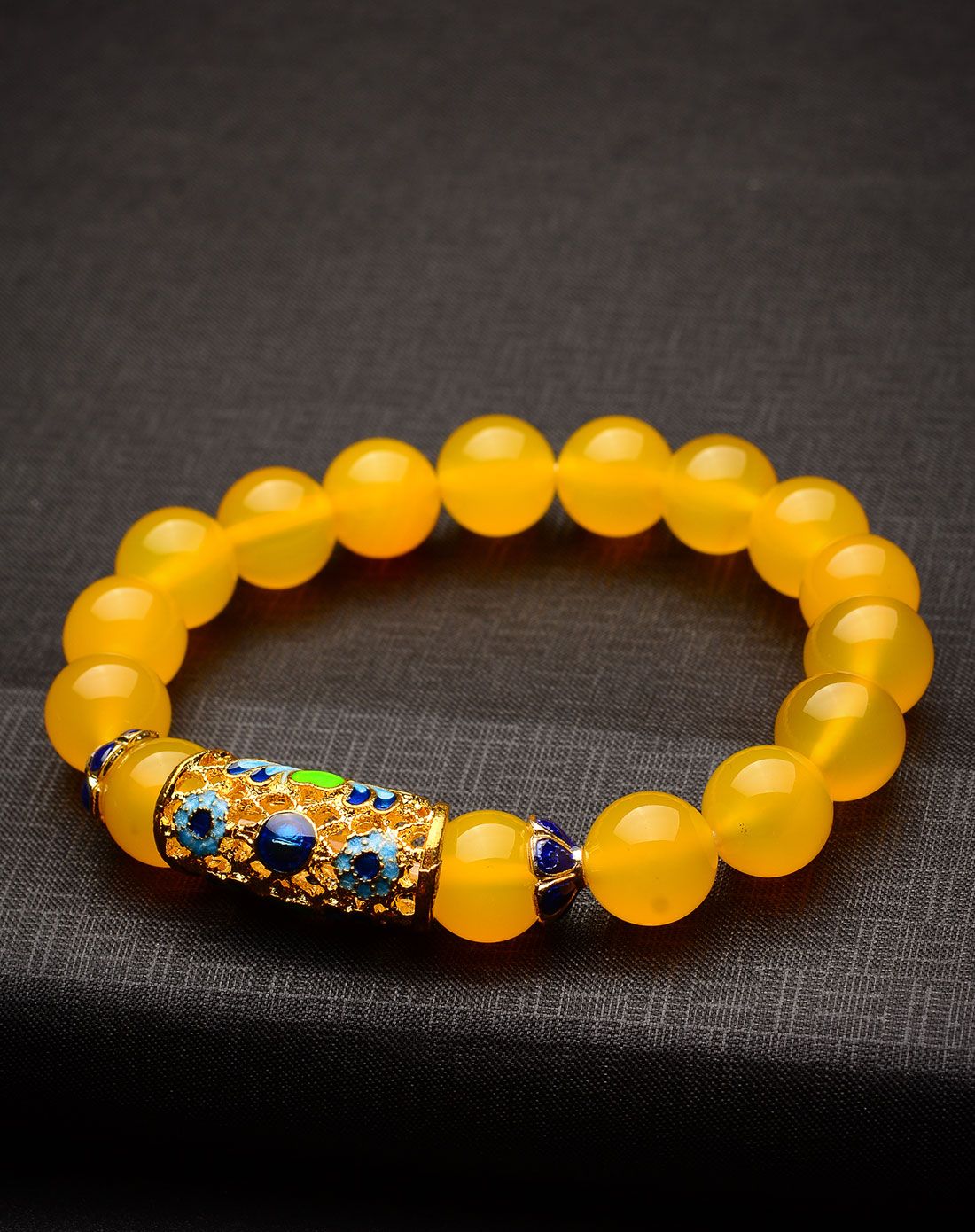 蜜蜡色黄玉髓手链