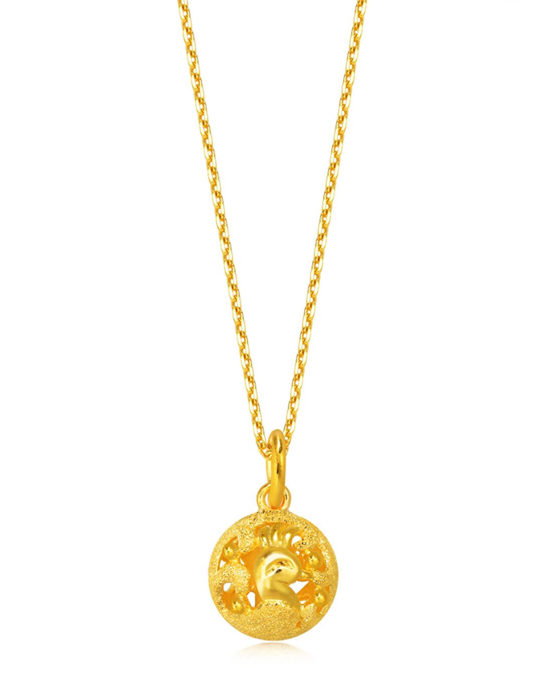 周生生珠宝专场 周生生 足金立体圆形龙凤吊坠 计价 4.4 克