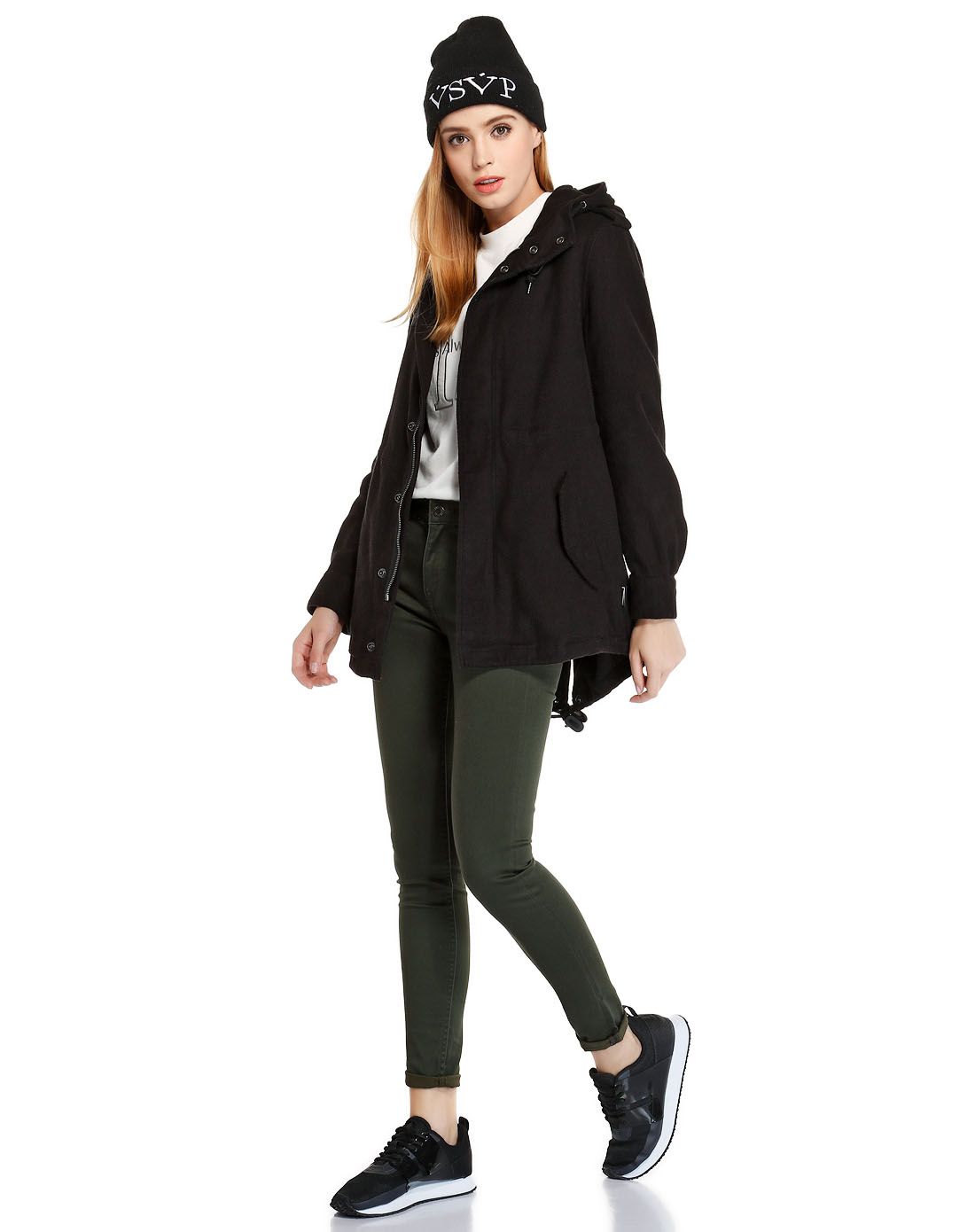 最后约惠-宠爱一家服装配饰专场izzue女款黑色时尚简约长袖外套izx