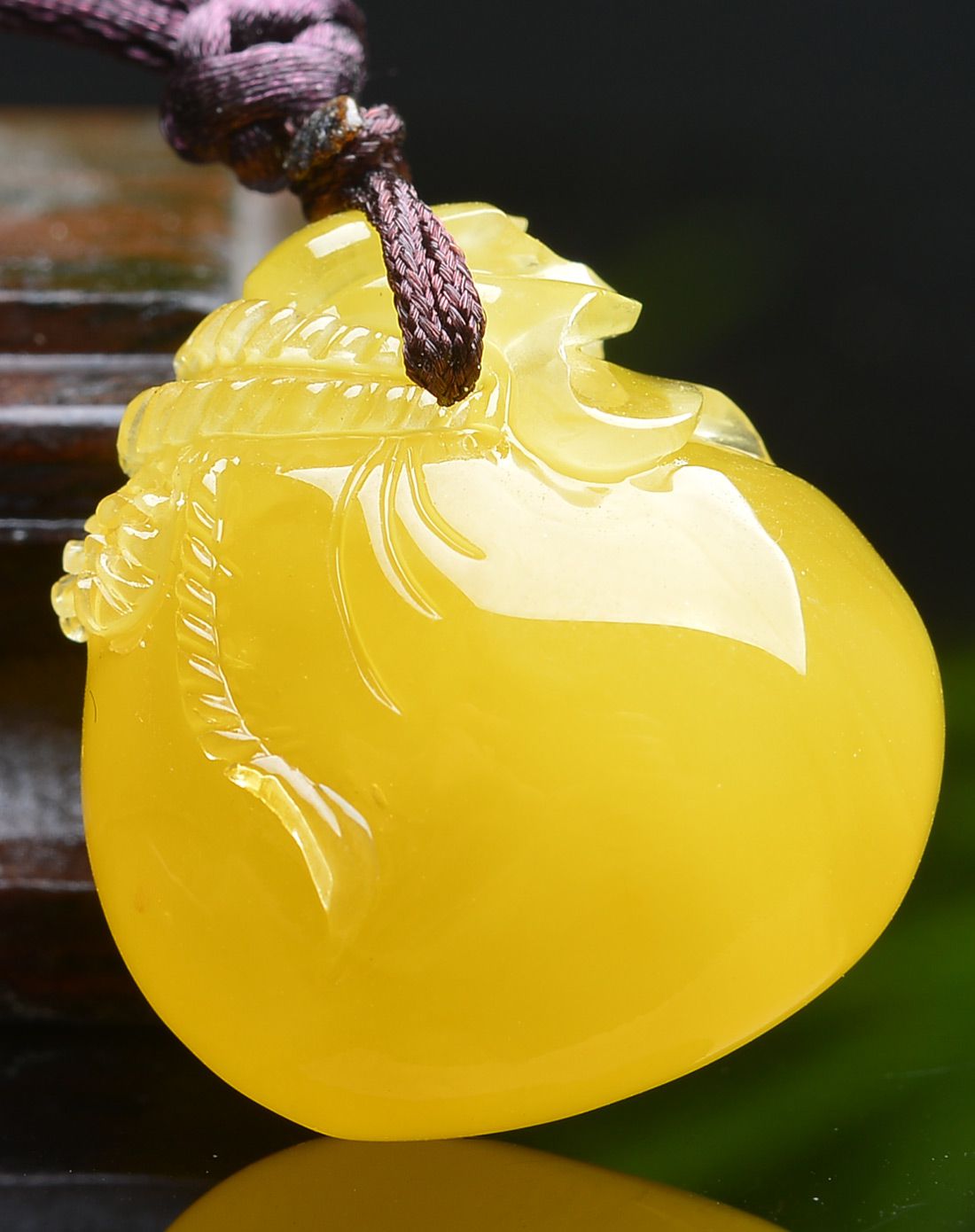 亿珍阁 精雕天然柠檬黄福袋蜜蜡吊坠3.39g含绳 附证书