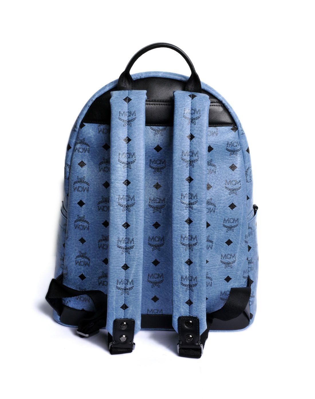 > mcm 女款蓝色经典休闲双肩包(中号)