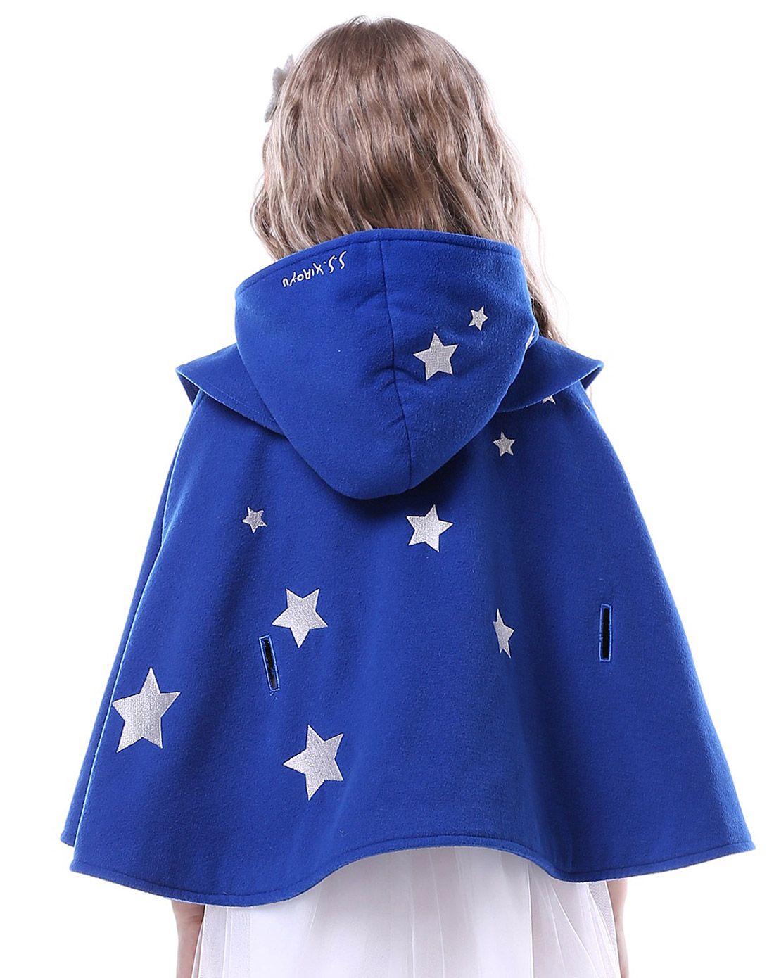 女童宝蓝小魔女斗篷风衣