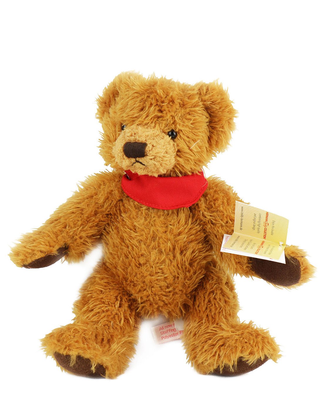 德国hermann teddy赫尔曼带围脖金色长绒泰迪熊 25cm 收藏手工版 仿真