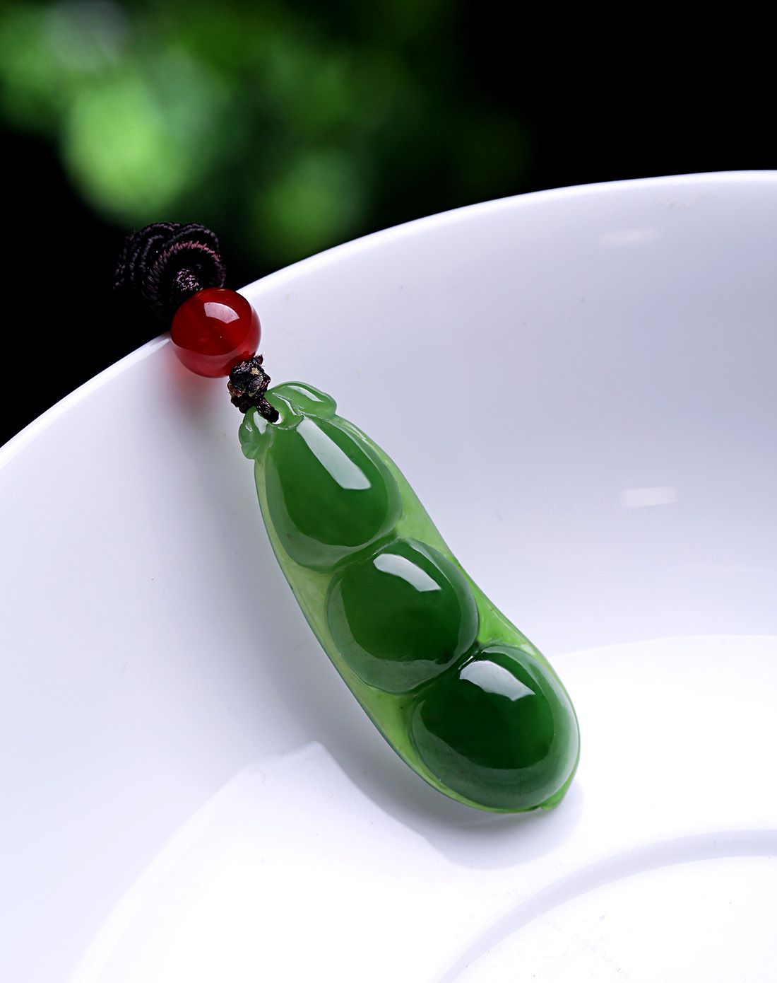 柏诗翠 新款 和田碧玉四季平安豆吊坠