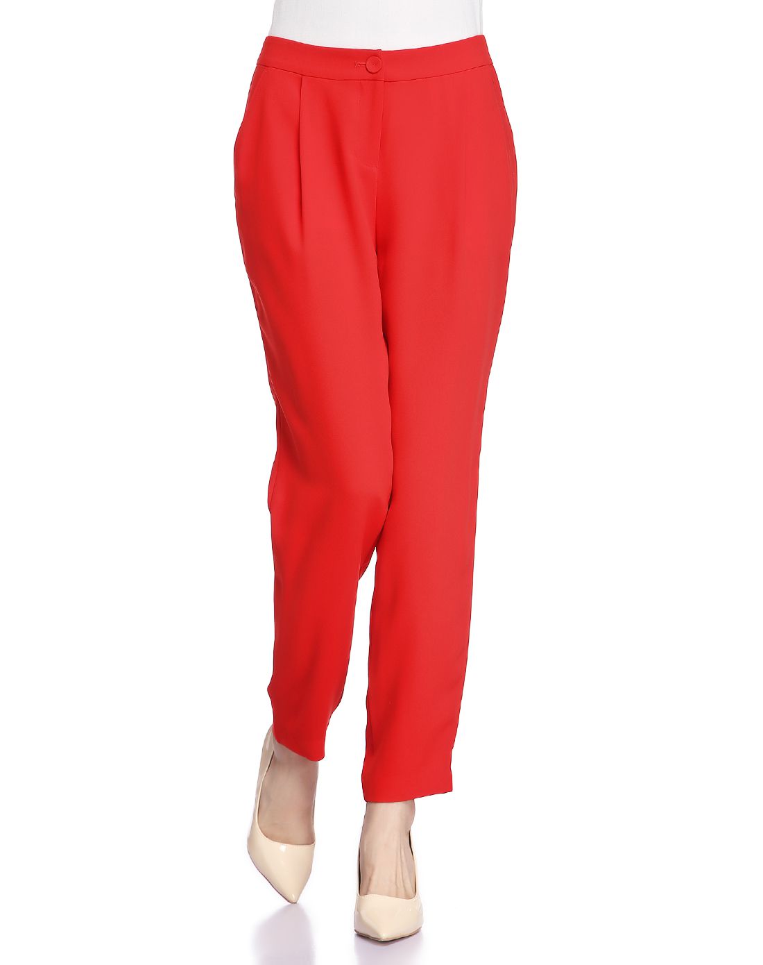 红色简约百搭裤子