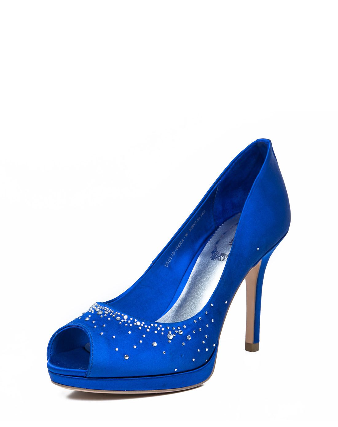 新款浅宝蓝色沙丁布超高跟空鞋