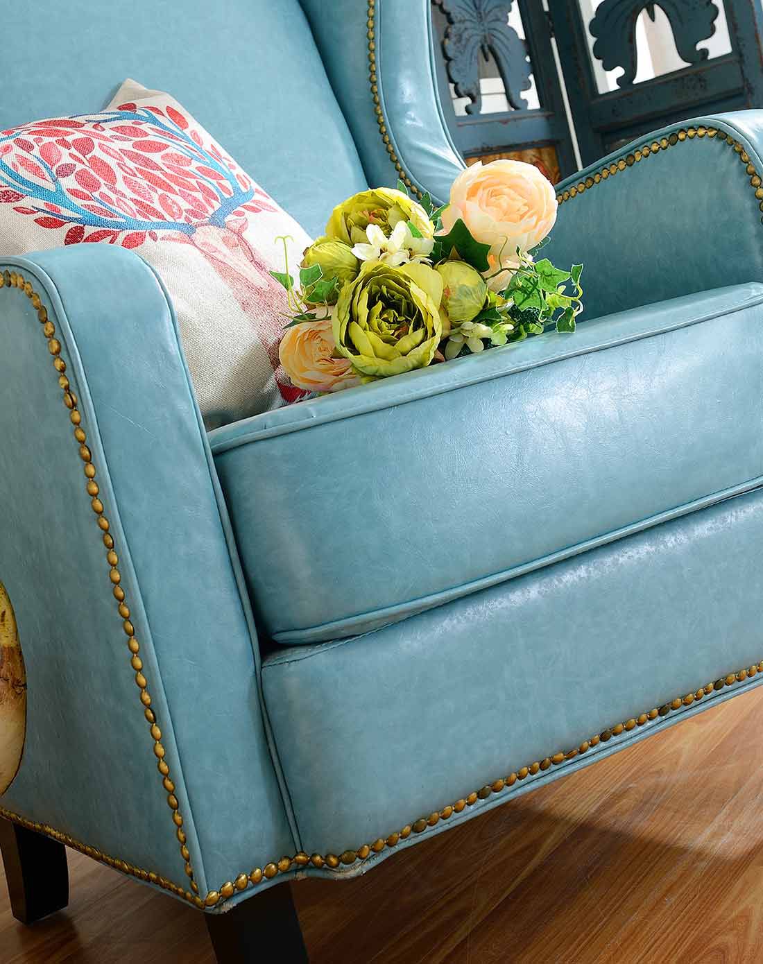 水洗防污皮 简美皮艺沙发休闲椅