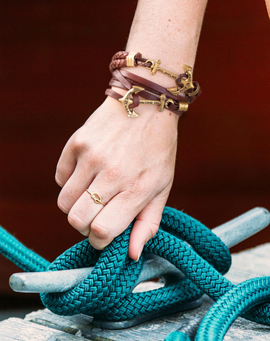 kjp 美国进口水手系可调节多圈皮革手链